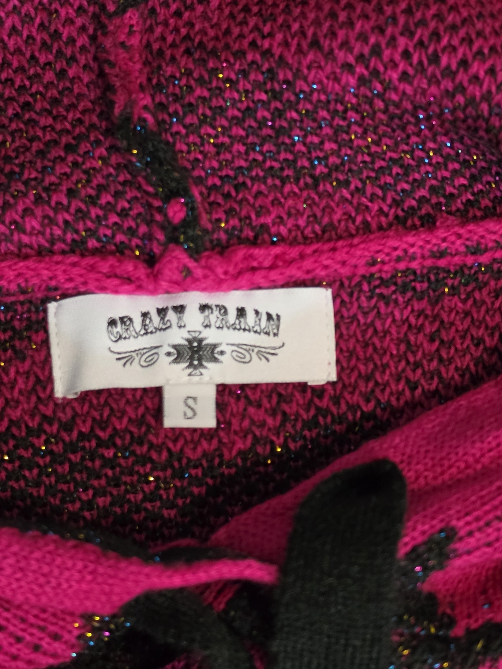 Crazy Train Hot Pink & Black Leopard Print Hoodie - Picture 6 of 9